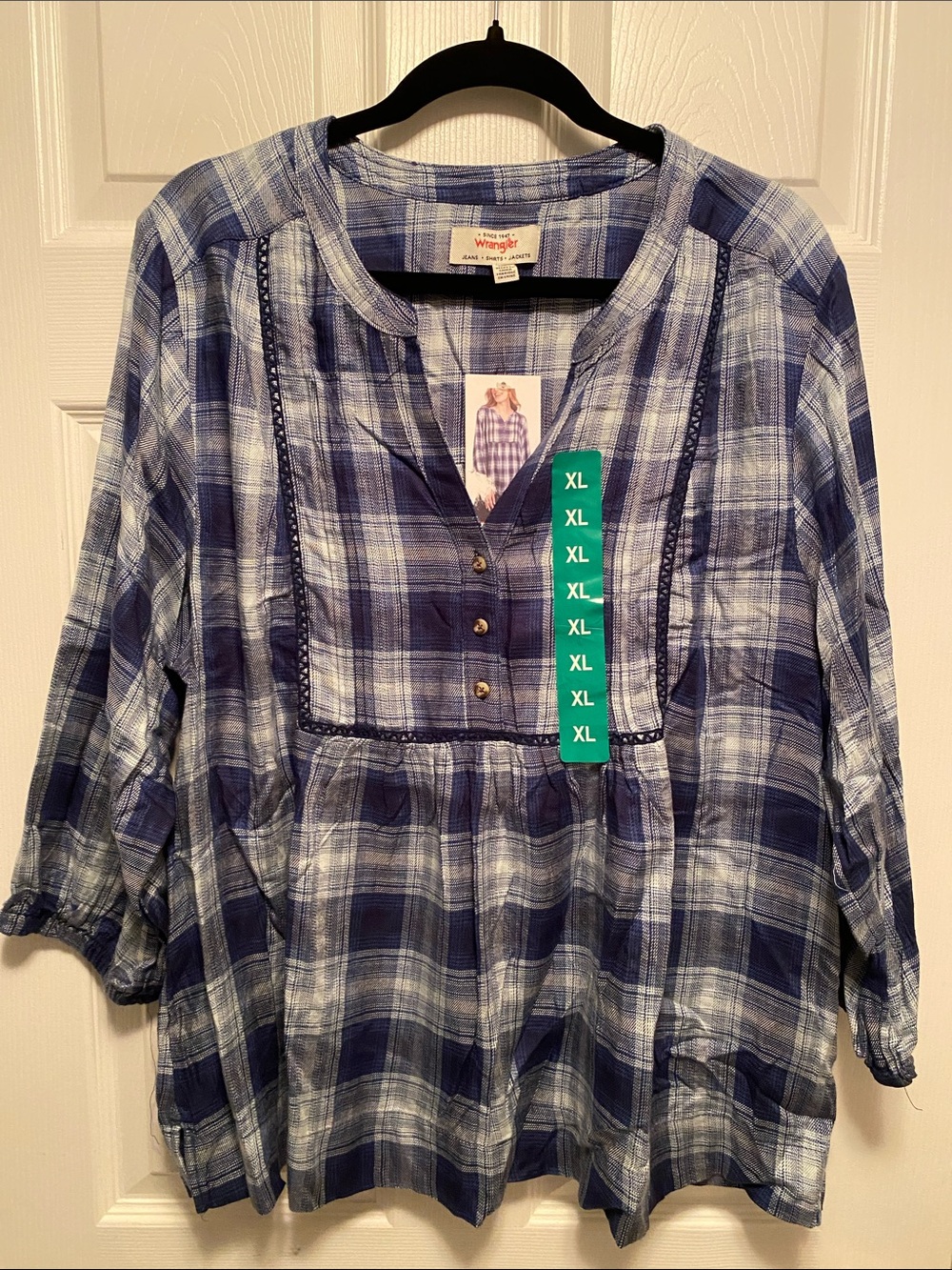 Wrangler Blue Plaid Blouse… size XL